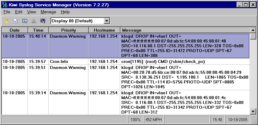 Kiwi should now be configured to save logs in a format that CVTWIN can process. Choose Kiwi Syslog Daemon (Linksys WRT) as the CVTWIN converter.