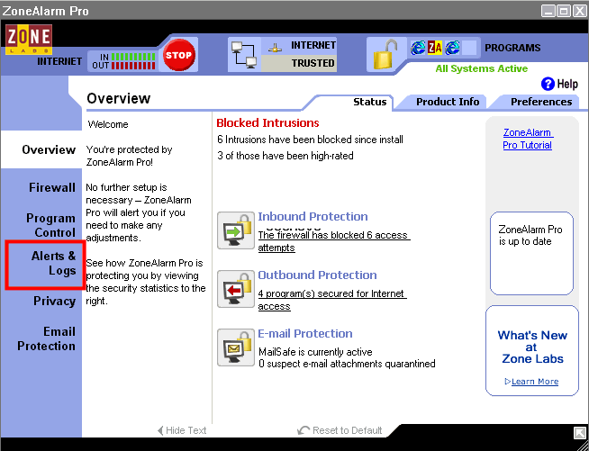 zonealarm firewall only