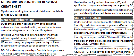 DDoS Incident Cheat Sheet Preview