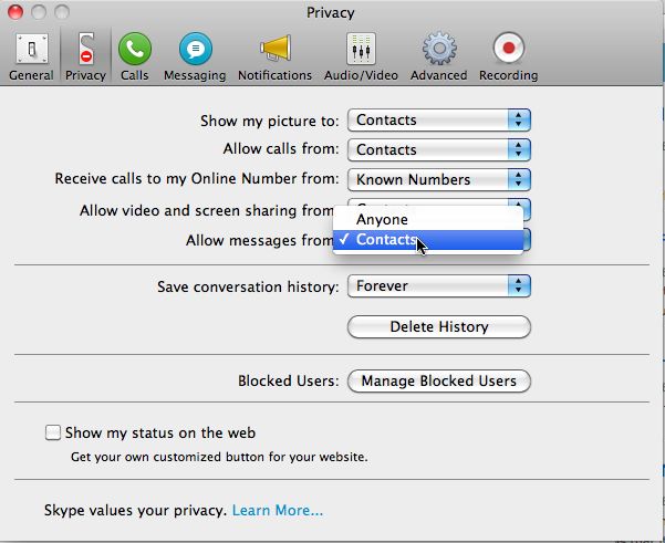 how to change audio settings on skype for mac