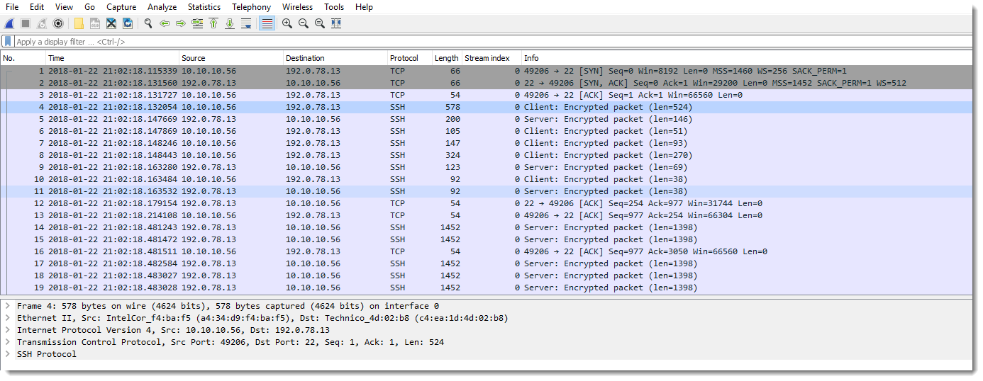 deciphering wireshark captures