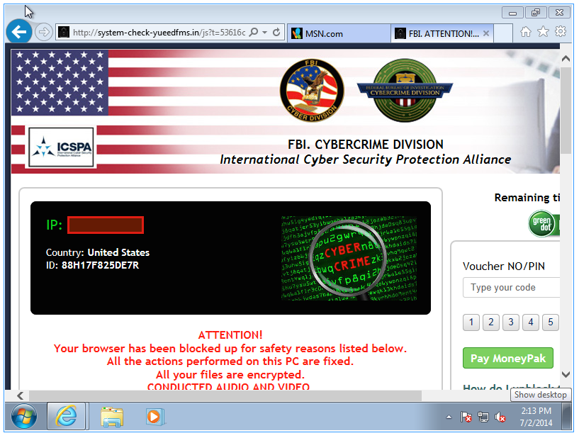 extortion web page