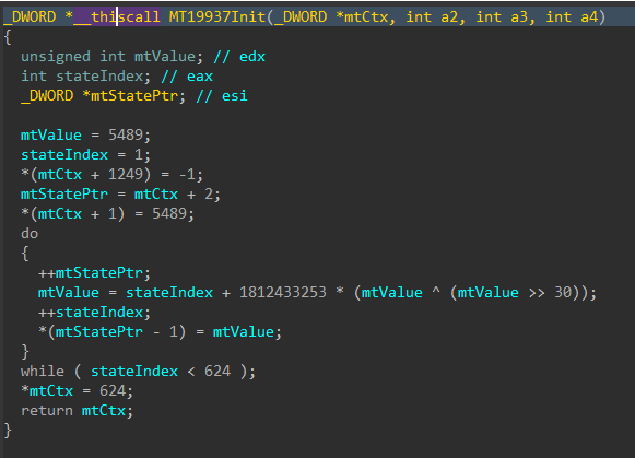 Figure 3: Mersenne Twister Init