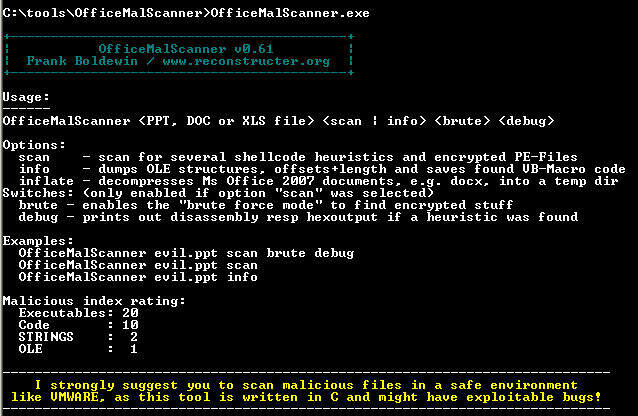 OfficeMalScanner options