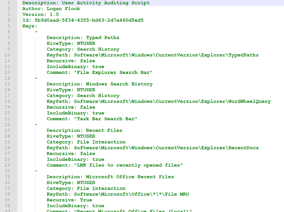 user activity auditing script output