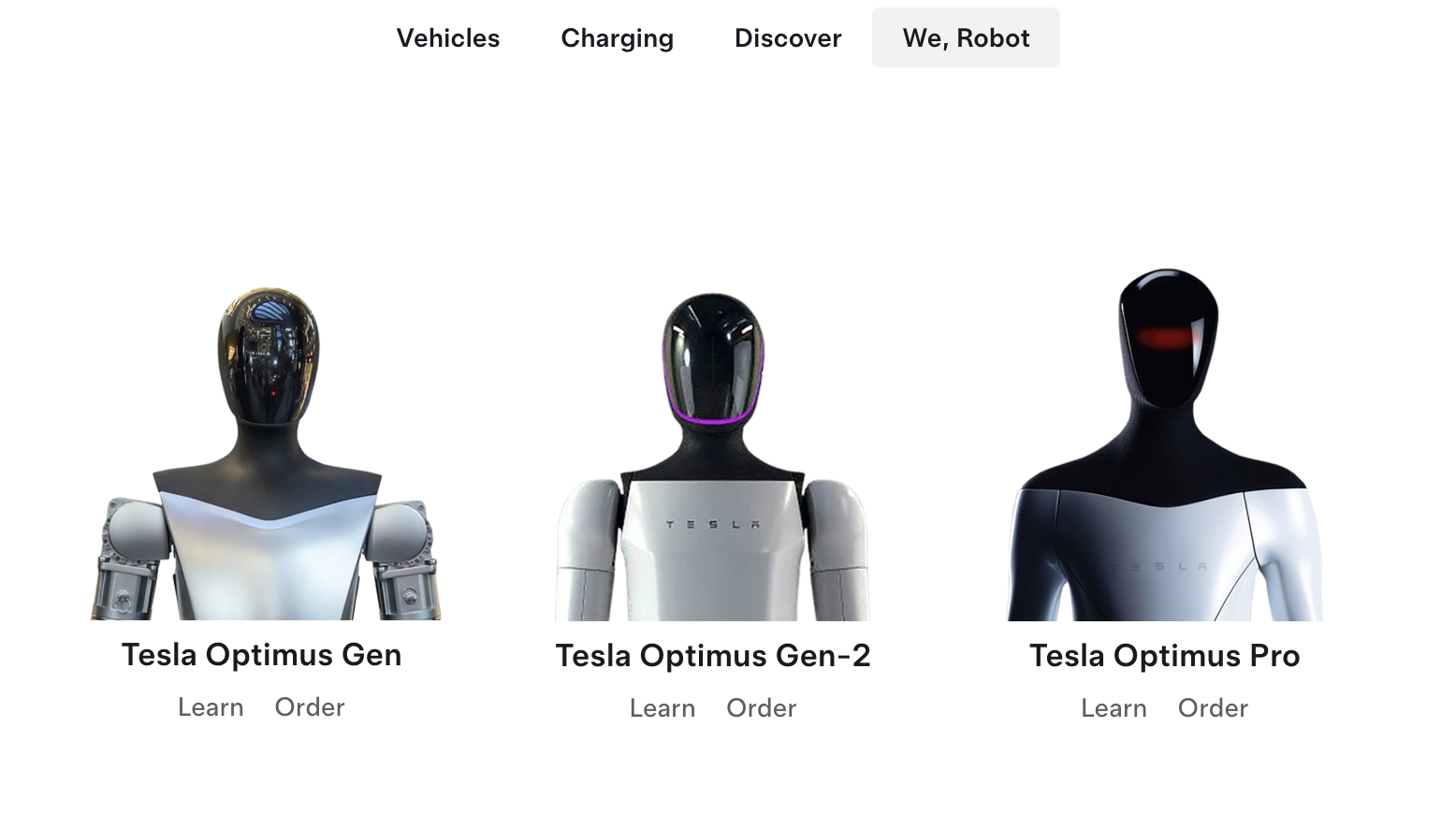 screen shot of three different optimus models.