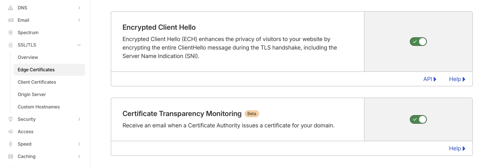 Cloudflare setting for encrypted client hello