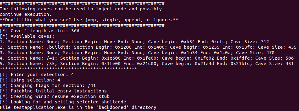 Section 4 is used to build the patched binary