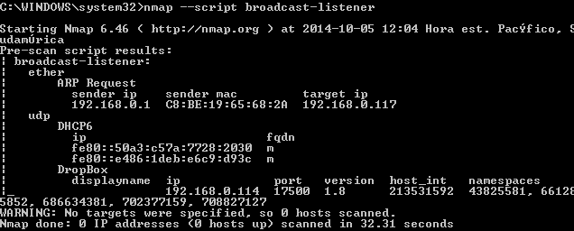 nmap detekce vysln skript