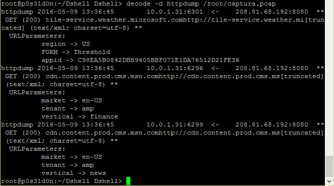 Dshell http dump usage