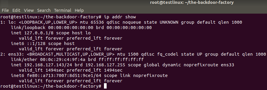 IP address used to create the reverse TCP shell