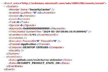 xml from security center